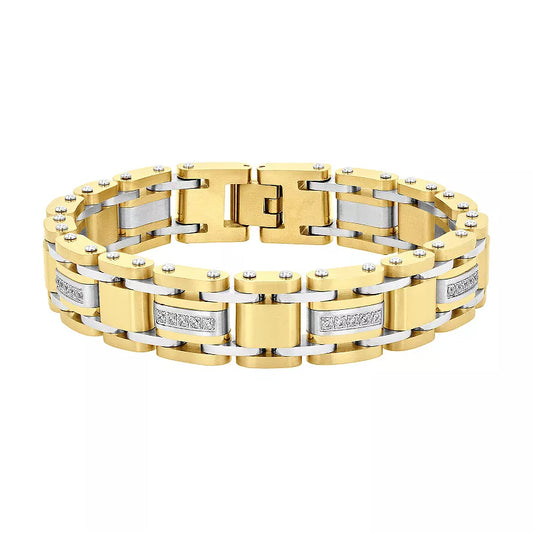 Stainless Steel Cubic Zirconia Link Bracelet