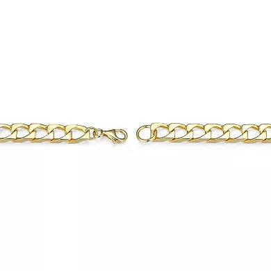 18k Gold Over Silver Cubic Zirconia ID Link Bracelet