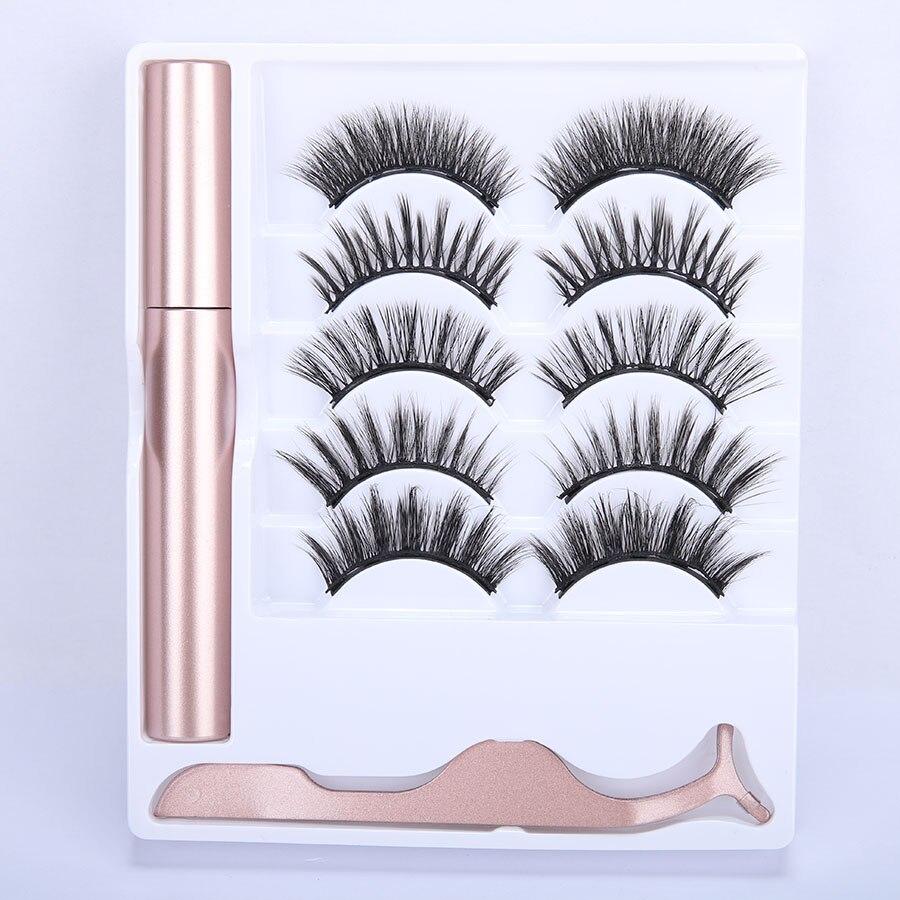 5 Pairs Magnetic Eyelashs Set Magnet Liquid Eyeliner & Magnetic Lashes