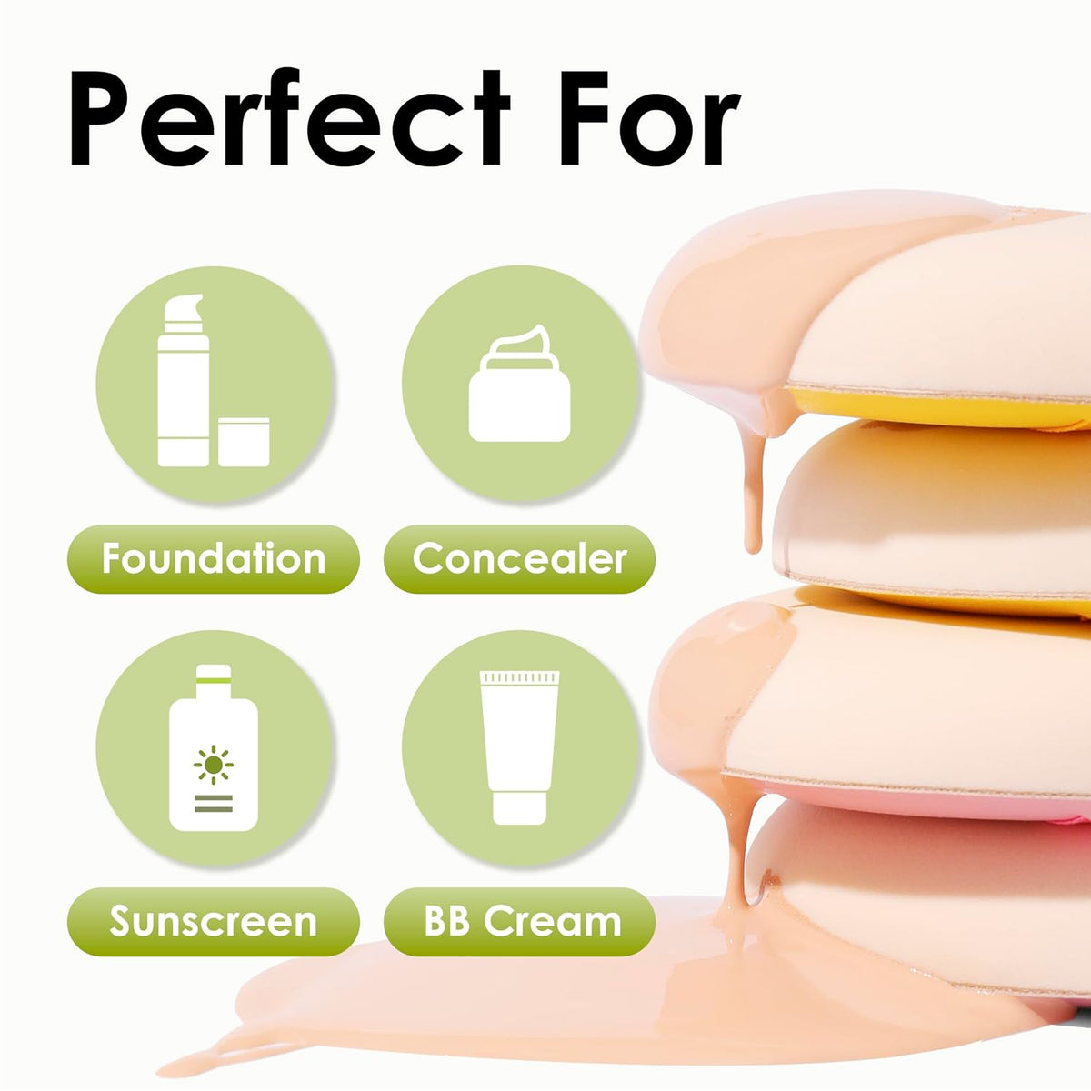 5Pcs Makeup Sponges for Liquid Foundation & Powder, Wet or Dry Beauty Blender