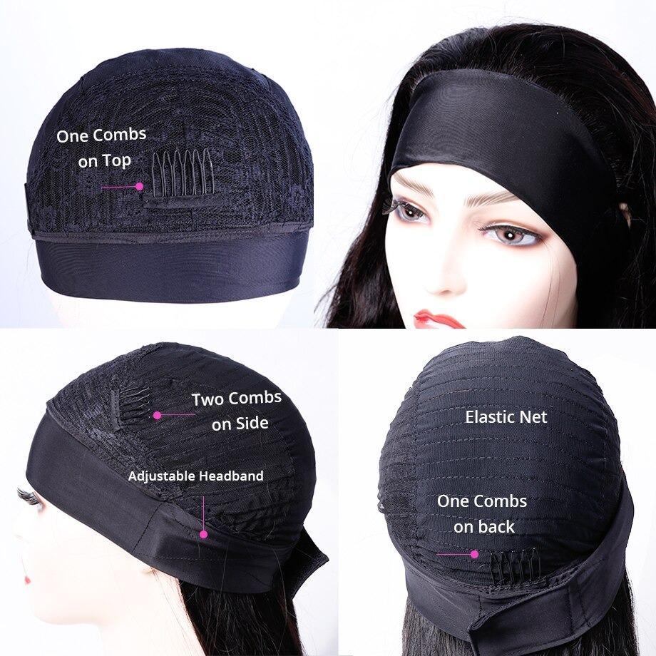 Headband Wig Straight Human Hair Scarf | No GLUE Easy Wear