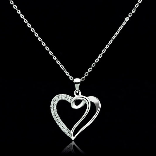 Rhodium 925 Sterling Silver Necklace with AAA Grade CZ