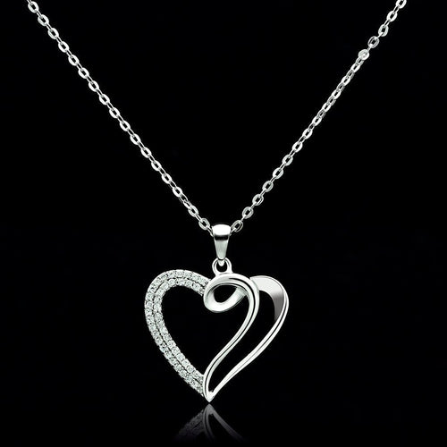 Rhodium 925 Sterling Silver Necklace with AAA Grade CZ