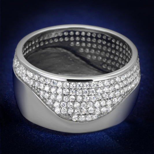 Rhodium 925 Sterling Silver Ring with AAA