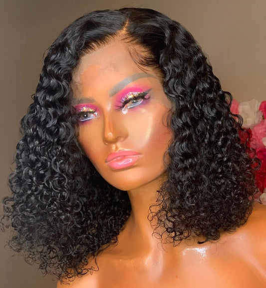 180% Density Jerry Curl 4x4 Short Bob | 13x4 Lace Front Human Hair Wig