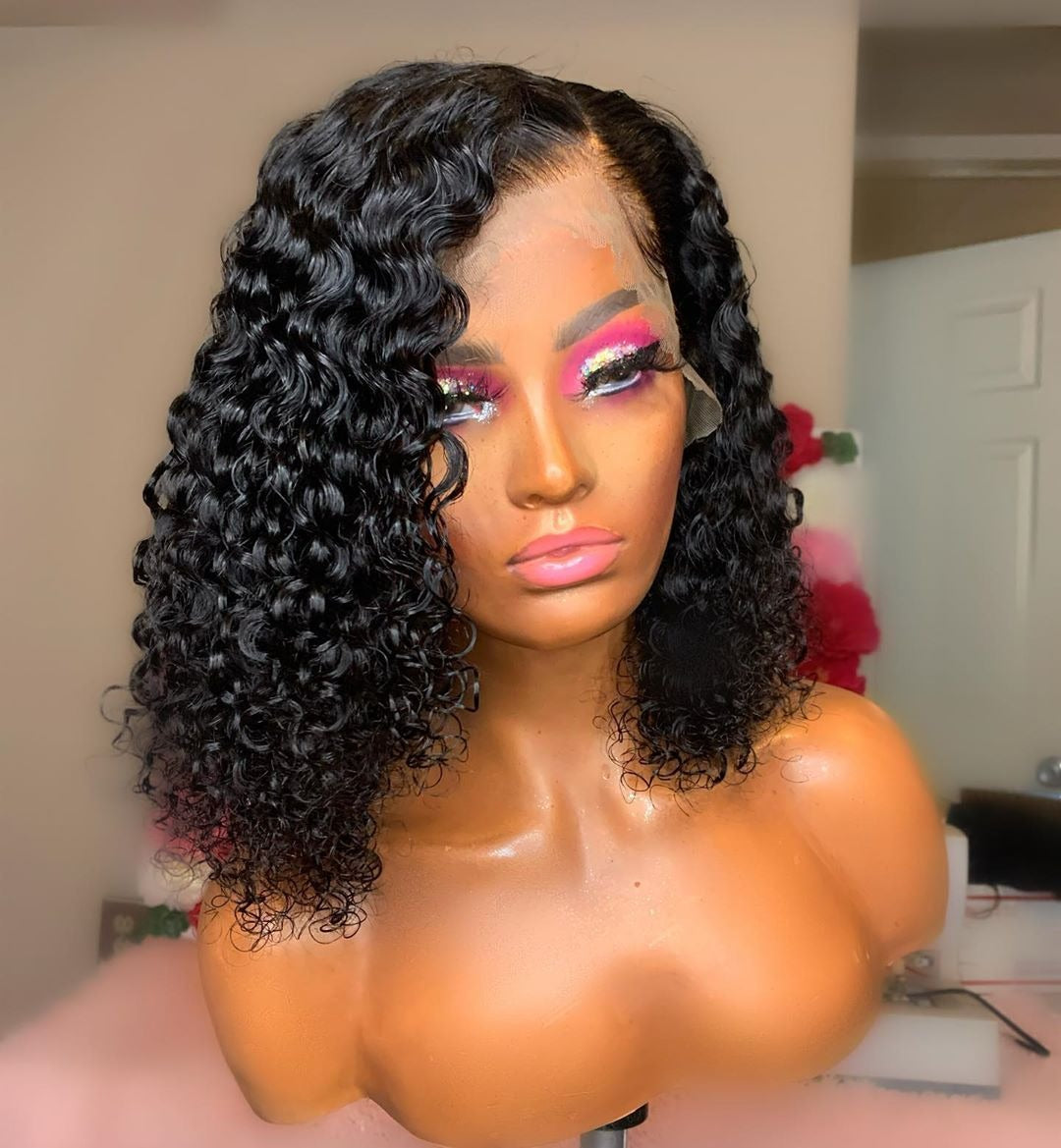 180% Density Jerry Curl 4x4 Short Bob | 13x4 Lace Front Human Hair Wig