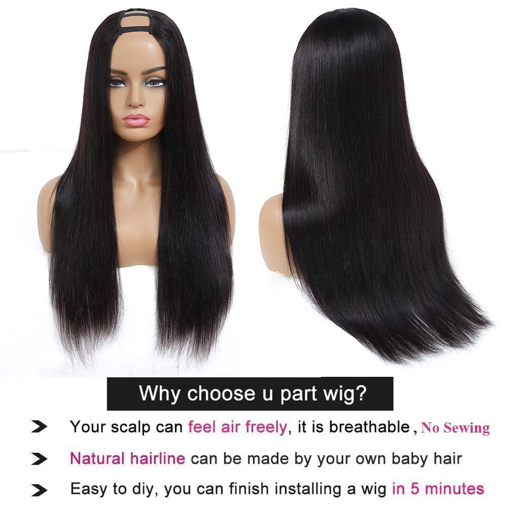 Brazilian U Part Wig Straight Hair Human